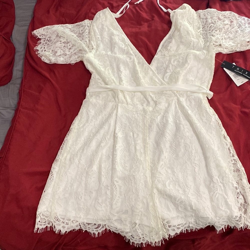 Brand new white lace romper!